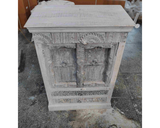 Antique Hand-Carved Reclaimed Wood 2-Door Cabinet | Distressed Light Finish
