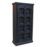 Hand-Carved Black Mango Wood Cabinet | Antique Indian Style