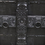 Hand-Carved Black Mango Wood Cabinet | Antique Indian Style