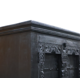 Hand-Carved Black Mango Wood Cabinet | Antique Indian Style