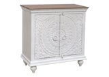 Casa Hand-Carved 2-Door Solid Mango Wood Sideboard – Distressed White