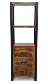 Loft 71" Solid Sheesham Wood Bookcase with Drawer