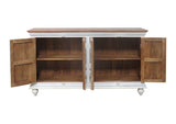 Antique Hand-Carved 4-Door Mango Wood Sideboard | Distressed White