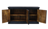Antique Hand-Carved 3-Door Mango Wood Sideboard | Distressed Black