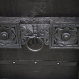 Antique Hand-Carved 3-Door Mango Wood Sideboard | Distressed Black