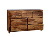 ZEN Solid Sheesham Wood 7-Drawer Dresser | Brown Finish