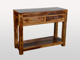 ZEN Solid Wood Console Table with 2 Drawers | Handcrafted Sheesham Wood Entryway Console
