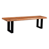 Live Edge Wooden Bench | Wood Chair with Black Iron Legs | 2 Sizes Available