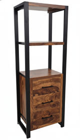 Loft 71" Solid Sheesham Wood Bookcase with Drawer