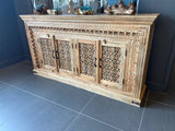 ANNAPURNA Antique Hand-Carved 4-Door Mango Wood Sideboard | Natural