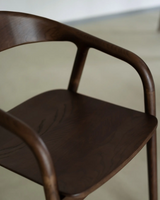 Pure Solid Ash Wood Dining Chair | Curved Back | Natural & Walnut