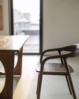 Pure Solid Ash Wood Dining Chair | Curved Back | Natural & Walnut
