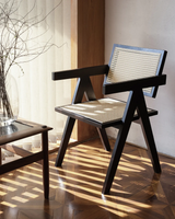 Minima Rattan Back Wood Chair | Woven Detail | Minimalist