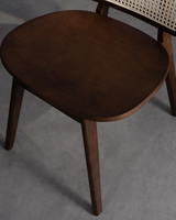 Vintage Rattan Back Wood Chair | Classic Charm | Dining