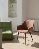 Silla de Comedor Tapizada con Respaldo Curvo | Moderna | Patas Metálicas