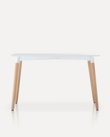 White Top Dining Table | Solid Wood Legs | Modern Minimalist