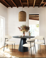 Marble Veneer Dining Table | Metal Legs | Contemporary Elegance