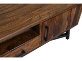 Loft Solid Rosewood TV Stand | Modern Media Console with Steel Base