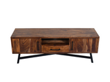Loft Solid Rosewood TV Stand | Modern Media Console with Steel Base