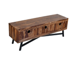 Loft Solid Rosewood TV Stand | Modern Media Console with Steel Base