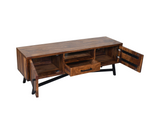 Loft Solid Rosewood TV Stand | Modern Media Console with Steel Base