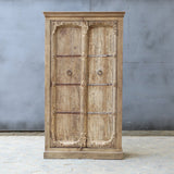 Hand-Carved Solid Wood Wardrobe | Rustic Indian Armoire