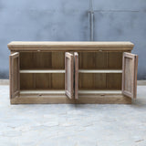 Antique Hand-Carved Reclaimed Wood 4-Door Sideboard | Natural Aged Finish