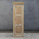 Hand-Carved Reclaimed Wood Storage Cabinet | Natural Patinated Finish