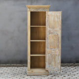Hand-Carved Reclaimed Wood Storage Cabinet | Natural Patinated Finish