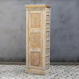 Hand-Carved Reclaimed Wood Storage Cabinet | Natural Patinated Finish