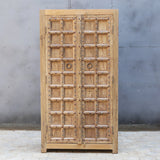 Hand-Carved Studded Solid Wood Wardrobe | Rustic Indian Armoire