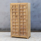 Hand-Carved Studded Solid Wood Wardrobe | Rustic Indian Armoire
