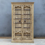 Hand-Carved Rustic Solid Wood Wardrobe | Antique Indian Armoire