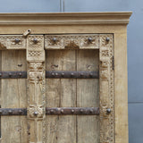 Hand-Carved Rustic Solid Wood Wardrobe | Antique Indian Armoire