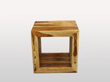 Zen Solid Sheesham Wood Cube Side Table  |  Champagne Finish