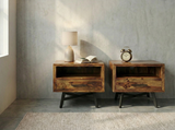 Loft Solid Rosewood Nightstand Set (2-Piece) | Industrial Bedside Tables