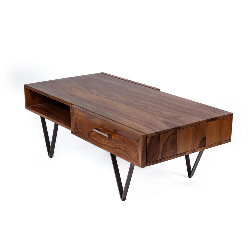 Metric Coffee Table with Drawers | Sofa Table with Storage | Wood Centre Table - Living Room or Office |  45x24x16 inches