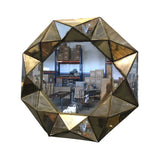Antique geometric wall mirror with faceted frame