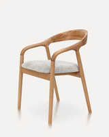 Modern solid ash wood dining chair with an ergonomic curved backrest and natural wood finish for hotels, Airbnb properties, furnished apartments, restaurants, cafés, and contemporary dining spaces.