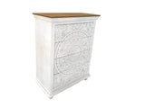  Casa hand-carved mango wood four-drawer chest front view