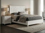 Casa solid mango wood Queen and King bed with whitewash finish