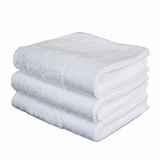 Luxury white cotton pool towel made from 100% cotton, featuring a soft, highly absorbent design for pools, hotels, resorts, Airbnb properties, and vacation rentals.