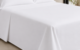 White single flat sheet measuring 190 × 280 cm for hotels, Airbnb properties, furnished apartments, vacation rentals, and luxury bedrooms.