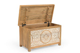 Goa mango wood storage chest shown open