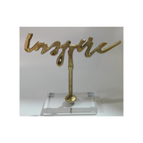 Modern gold acrylic tabletop centerpiece for hotels, Airbnb properties, furnished apartments, event venues, dining tables, and contemporary luxury interiors.