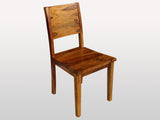 Mona Solid Sheesham Wood Dining Chair featuring a handcrafted design, sturdy rectangular backrest, comfortable seat, and a warm brown finish.