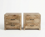 Set of two Sumara solid mango wood 2-drawer bedside tables