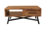 Retro Solid Rosewood Coffee Table with 2 Drawers