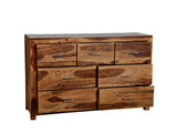 ZEN solid Sheesham wood 7-drawer dresser in natural brown finish
