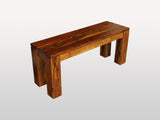 ZEN Solid Sheesham Wood Bench handcrafted from solid Sheesham wood, featuring a thick rectangular seat, sturdy block legs, and a rich natural wood finish.